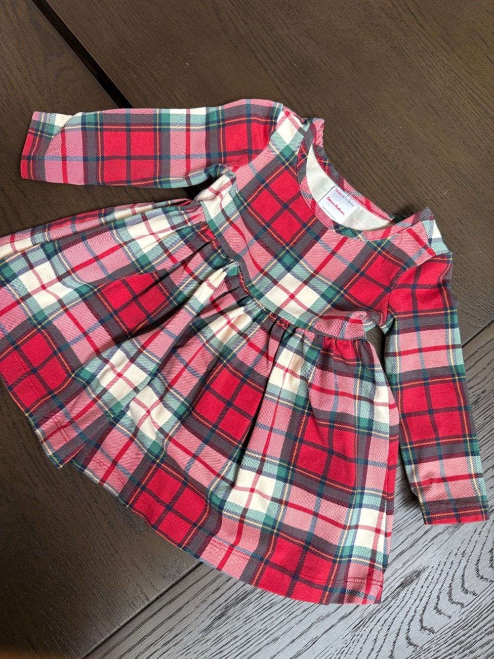 Hanna Andersson Girls Red Plaid Long Sleeve Holiday Dress 12-18mos